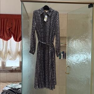 MICHAEL Michael Kors Blue Snake Print Long Sleeve Dress